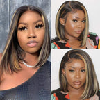 6x5 Glueless Bob Wig - Blonde Highlights / 12"